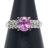 Pt900 プラチナ ピンクサファイア2.090ct ダイヤ0.25ct リング 指輪 レディース 14号 【中古】